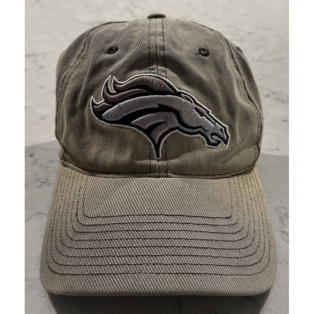 VTG Y2K Denver Broncos Hat Cap OSFA Washed Gray Tonal Adjustable Strapback NFL